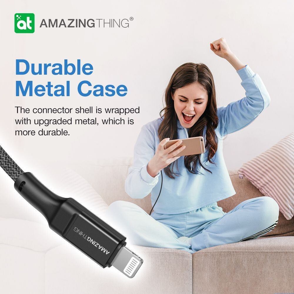 AMAZINGTHING USB to Lightning Cable Fast Charge Charger Braided MFi Certified
