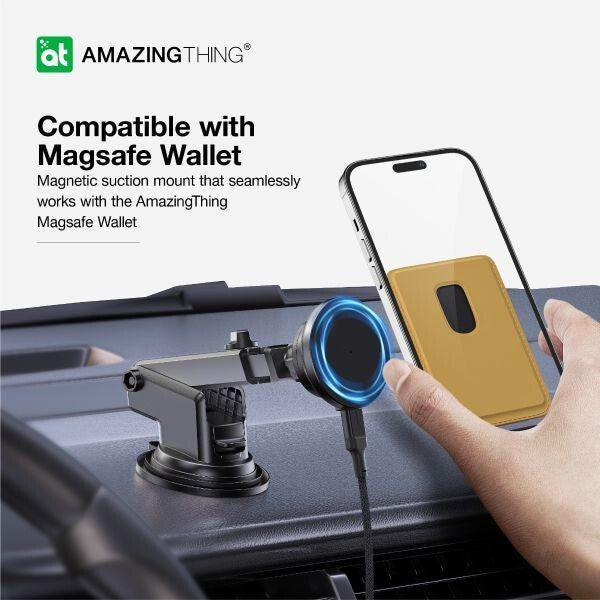 AMAZINGTHING Explorer Car Phone Magsafe Holder Magnetic 15W Wireless Charging