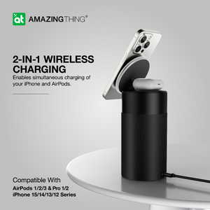 AMAZINGTHING 4 in 1 Magsafe Wireless Charger Stand Station Bluetooth Speaker