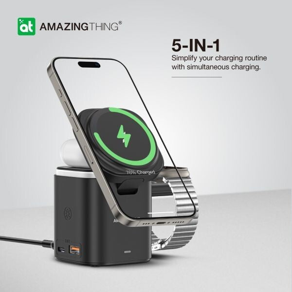 AMAZINGTHING 5 in 1 Magsafe Wireless Charger Stand Charge Station Watch Airpods