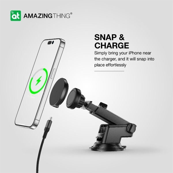AMAZINGTHING Explorer Car Phone Magsafe Holder Magnetic 15W Wireless Charging