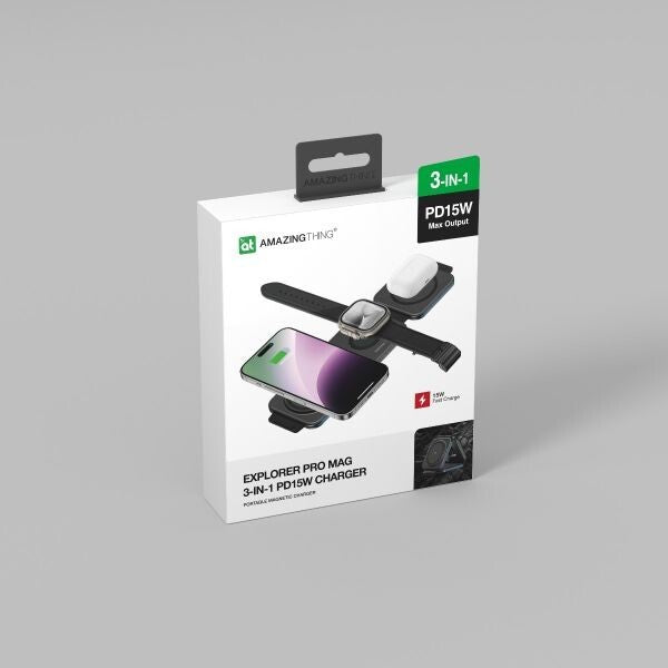 AMAZINGTHING Pro Mag 3 in 1 Magsafe Wireless Charger Stand Station for iPhone 16