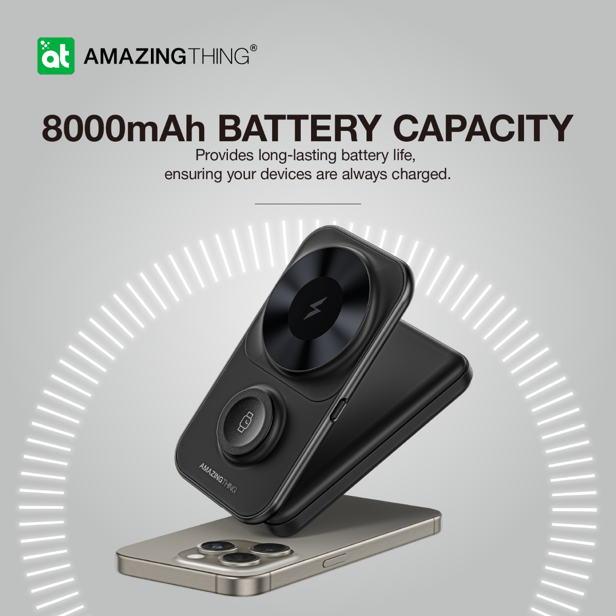 AMAZINGTHING 22.5W 8000mAh Fast Magsafe Magnetic Portable Power Bank + Stand