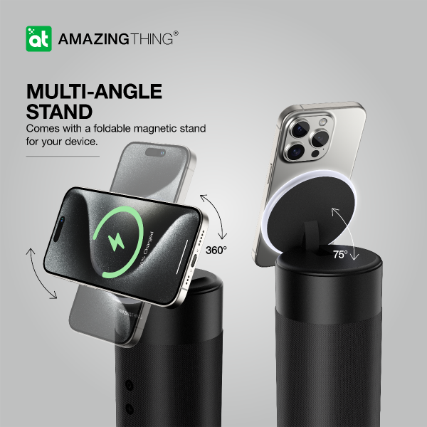 AMAZINGTHING 4 in 1 Magsafe Wireless Charger Stand Station Bluetooth Speaker