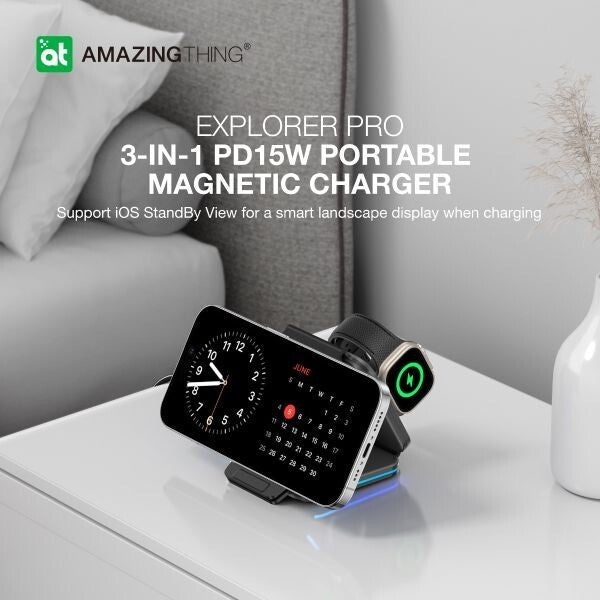 AMAZINGTHING Pro Mag 3 in 1 Magsafe Wireless Charger Stand Station for iPhone 16