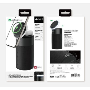 AMAZINGTHING 4 in 1 Magsafe Wireless Charger Stand Station Bluetooth Speaker
