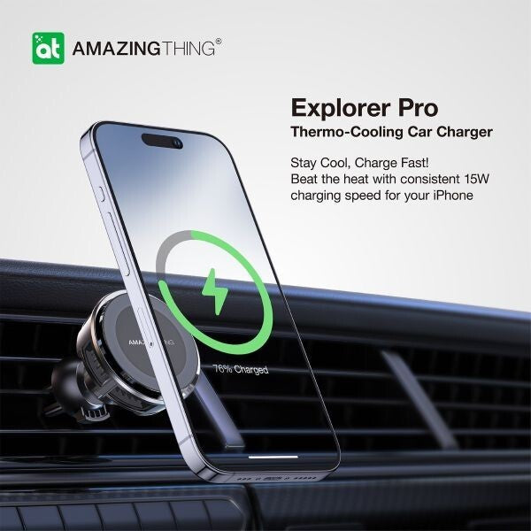 AMAZINGTHING Thermo Cool Car Phone Magsafe Holder Magnetic 15W Wireless Charging