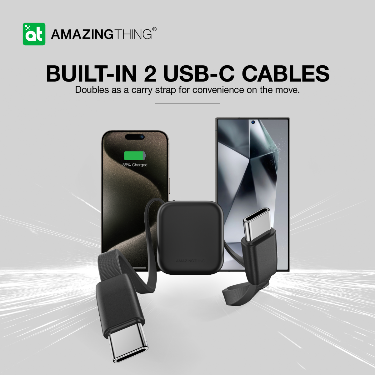 AMAZINGTHING 22.5W 10000mAh Fast Charging Power Bank Portable + 2x USB-C Cable