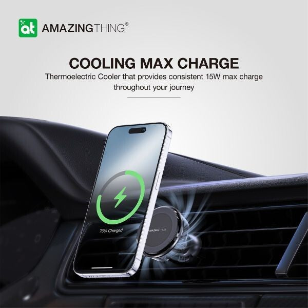 AMAZINGTHING Thermo Cool Car Phone Magsafe Holder Magnetic 15W Wireless Charging