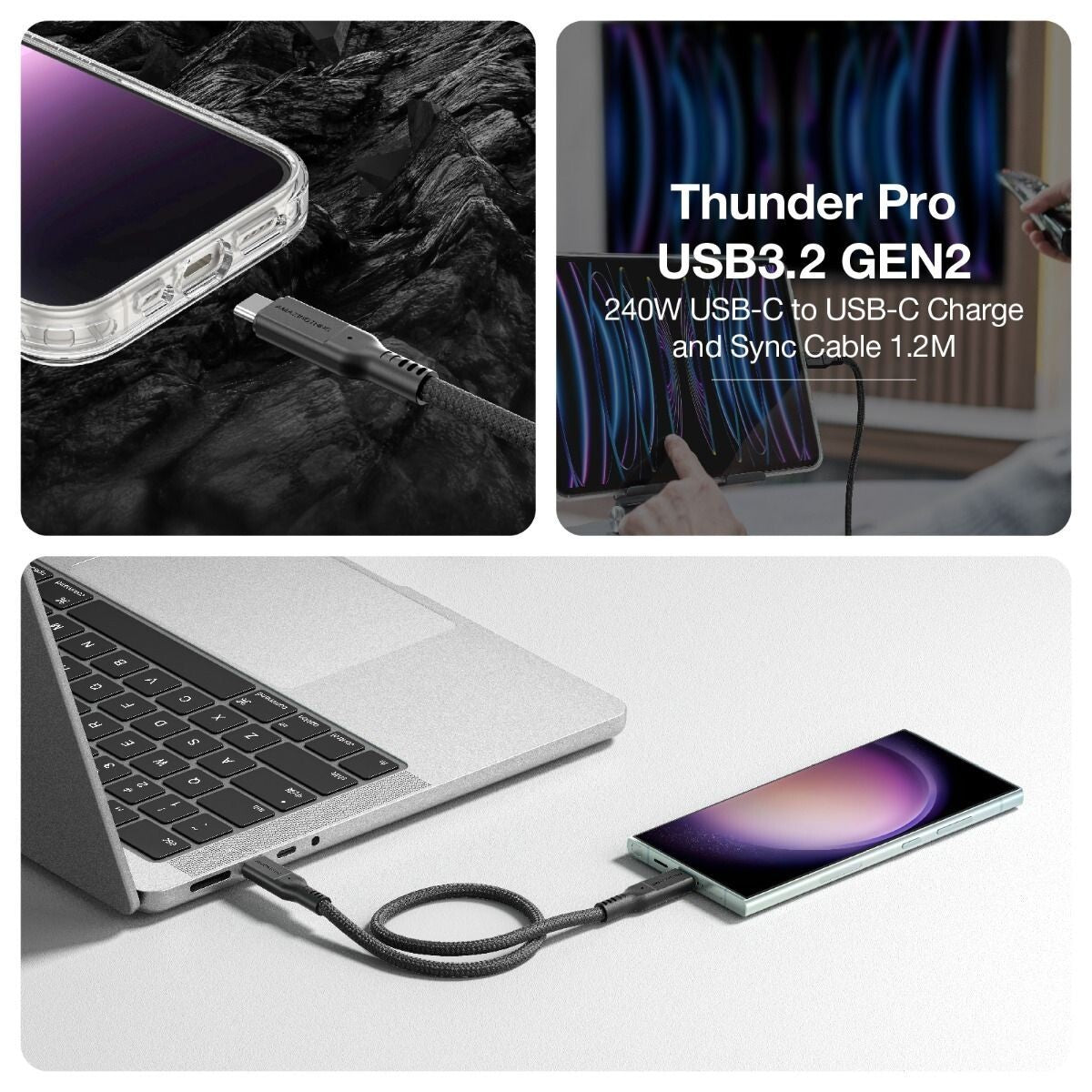 AMAZINGTHING 240W USB 3.2 USB Type-C to USB-C Cable Fast Charge Premium Charger