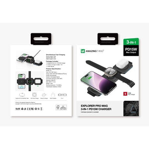 AMAZINGTHING Pro Mag 3 in 1 Magsafe Wireless Charger Stand Station for iPhone 16