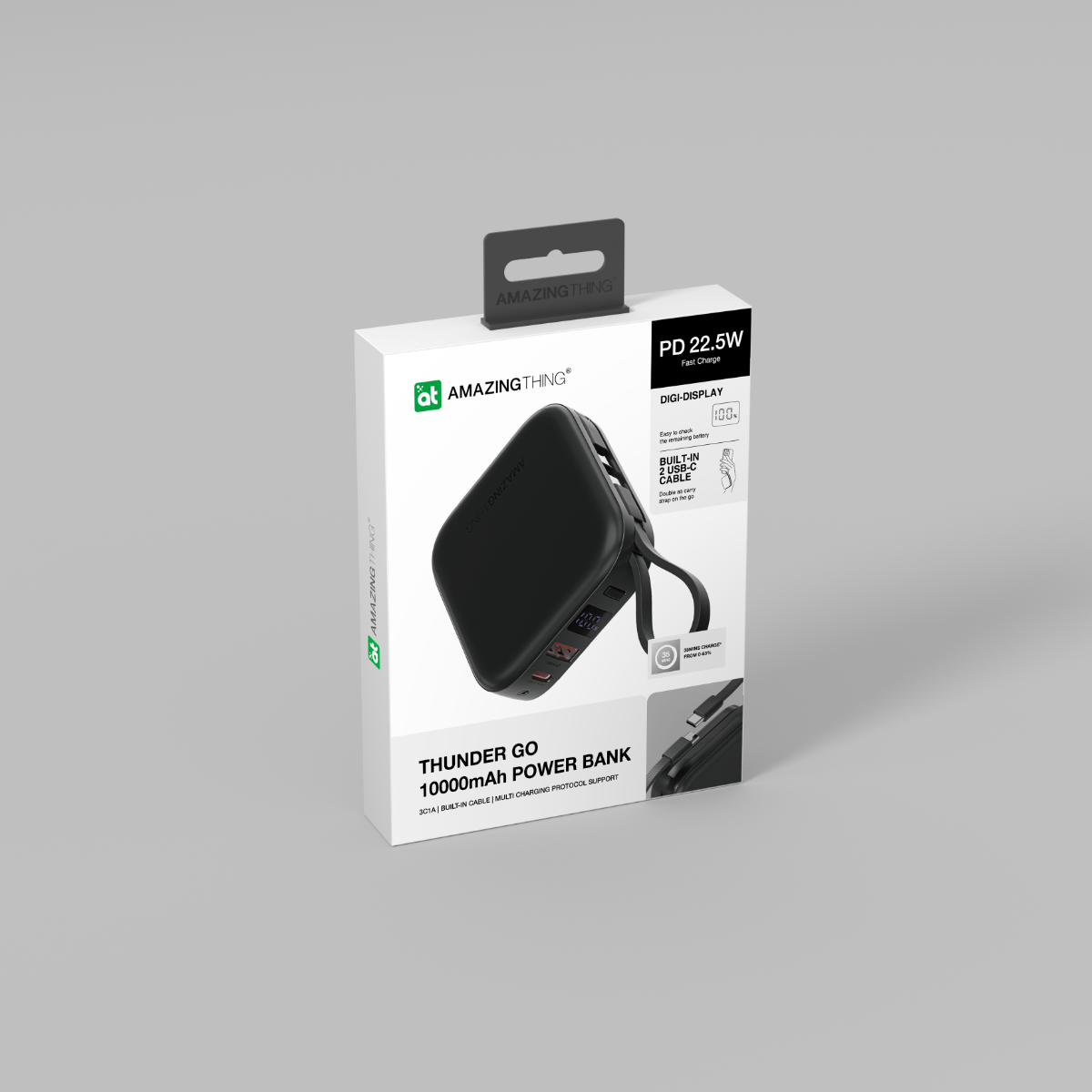 AMAZINGTHING 22.5W 10000mAh Fast Charging Power Bank Portable + 2x USB-C Cable