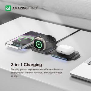 AMAZINGTHING Pro Mag 3 in 1 Magsafe Wireless Charger Stand Station for iPhone 16