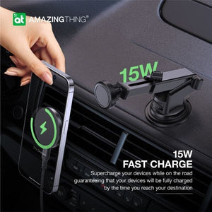 AMAZINGTHING Explorer Car Phone Magsafe Holder Magnetic 15W Wireless Charging