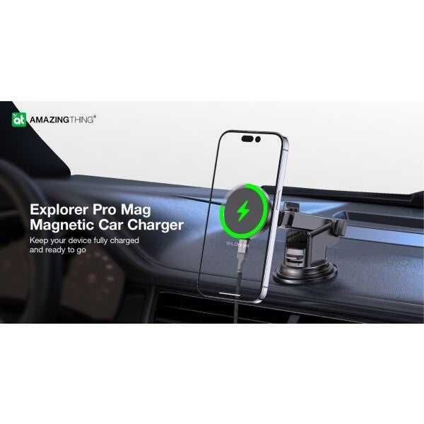 AMAZINGTHING Explorer Car Phone Magsafe Holder Magnetic 15W Wireless Charging