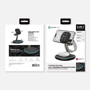 AMAZINGTHING 3 in 1 Magsafe Wireless Charger Stand Station Bluetooth Speaker