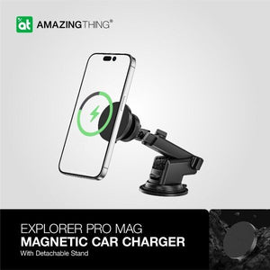AMAZINGTHING Explorer Car Phone Magsafe Holder Magnetic 15W Wireless Charging