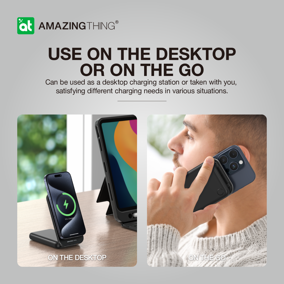 AMAZINGTHING 22.5W 8000mAh Fast Magsafe Magnetic Portable Power Bank + Stand