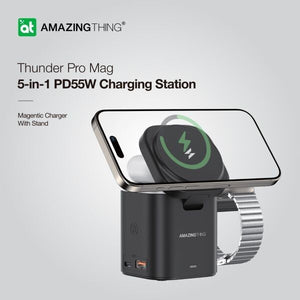 AMAZINGTHING 5 in 1 Magsafe Wireless Charger Stand Charge Station Watch Airpods