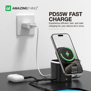 AMAZINGTHING 5 in 1 Magsafe Wireless Charger Stand Charge Station Watch Airpods