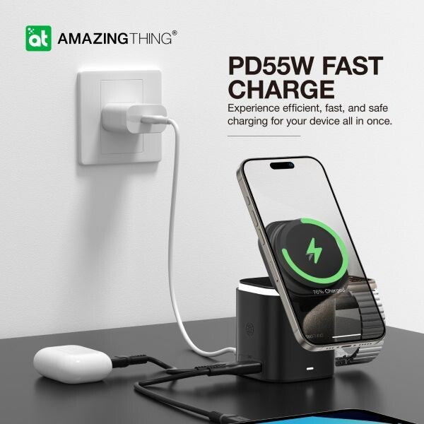 AMAZINGTHING 5 in 1 Magsafe Wireless Charger Stand Charge Station Watch Airpods