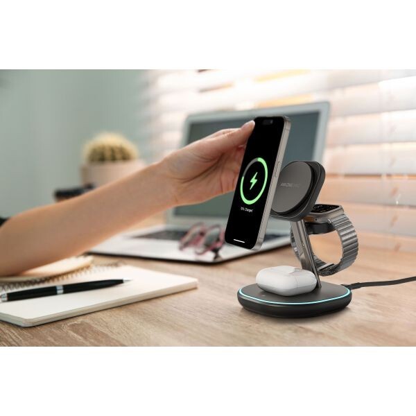 AMAZINGTHING 3 in 1 Magsafe Wireless Charger Stand Station Bluetooth Speaker