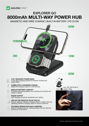 AMAZINGTHING 22.5W 8000mAh Fast Magsafe Magnetic Portable Power Bank + Stand