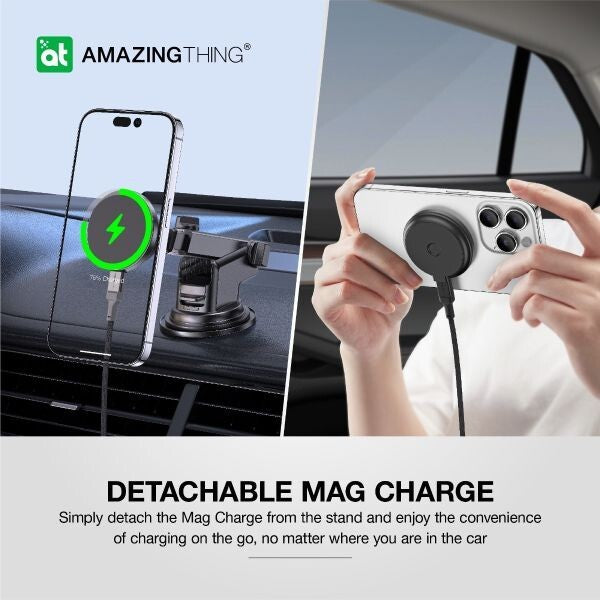 AMAZINGTHING Explorer Car Phone Magsafe Holder Magnetic 15W Wireless Charging