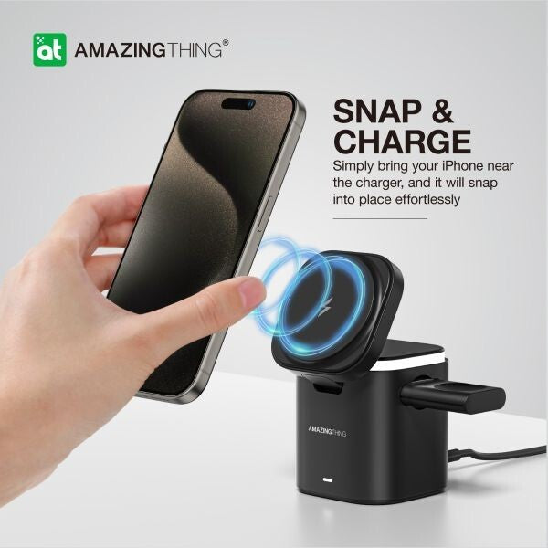 AMAZINGTHING 5 in 1 Magsafe Wireless Charger Stand Charge Station Watch Airpods