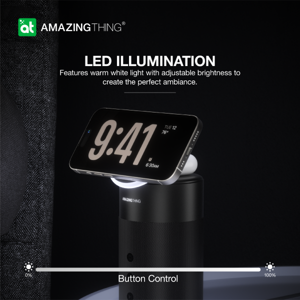AMAZINGTHING 4 in 1 Magsafe Wireless Charger Stand Station Bluetooth Speaker