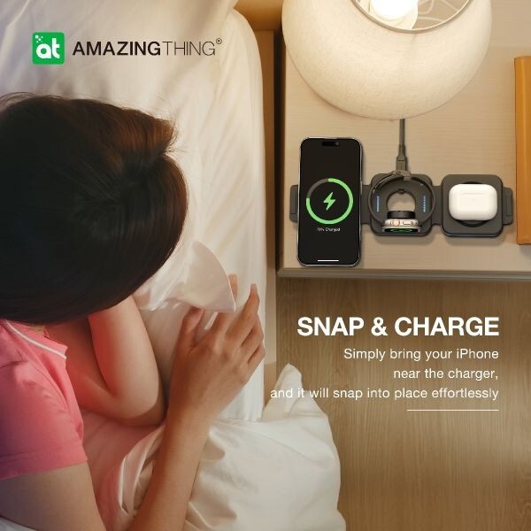 AMAZINGTHING Pro Mag 3 in 1 Magsafe Wireless Charger Stand Station for iPhone 16