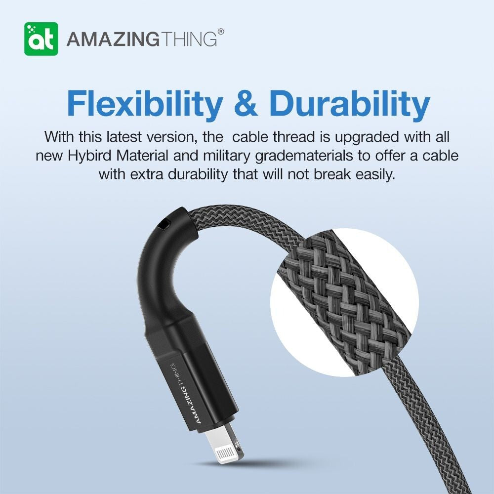 AMAZINGTHING USB to Lightning Cable Fast Charge Charger Braided MFi Certified