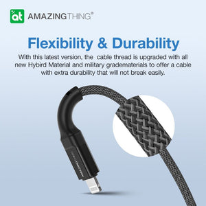 AMAZINGTHING USB to Lightning Cable Fast Charge Charger Braided MFi Certified