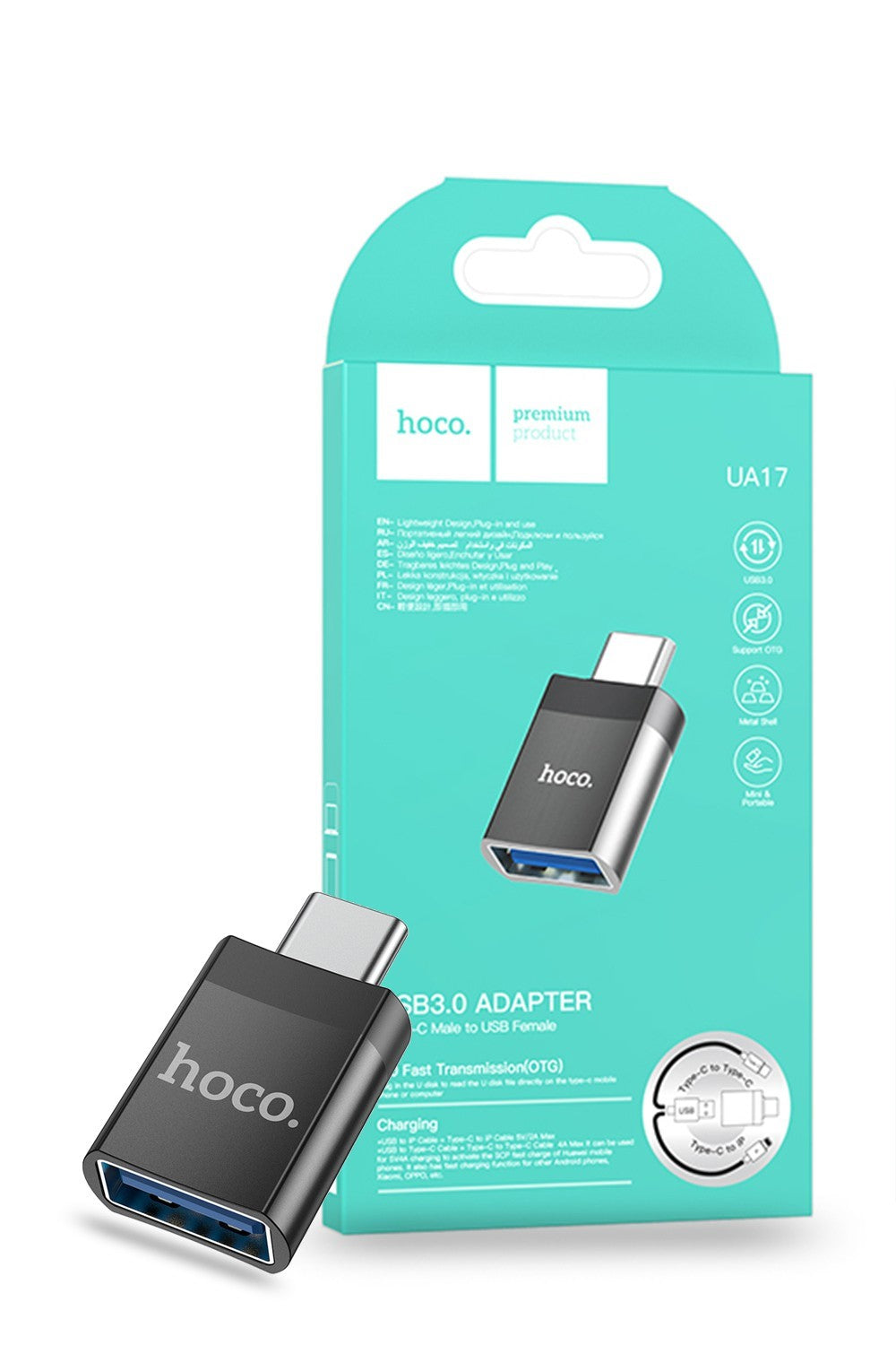 Adaptador USB-C a USB Para Notebook Macbook HOCO UA17