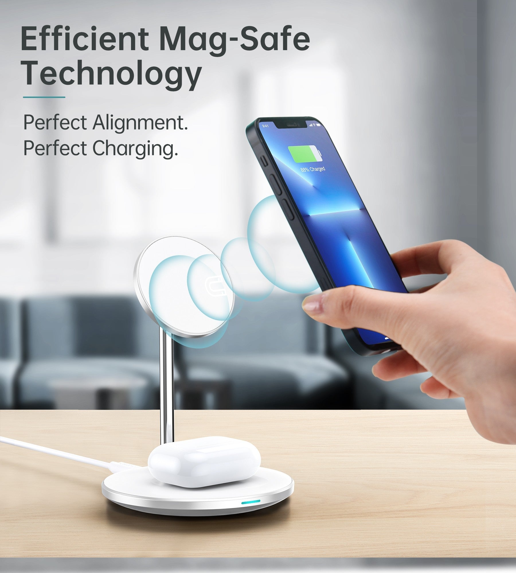 Choetech 2 in 1 Magsafe Magnetic Dock Wireless Charger Earbuds