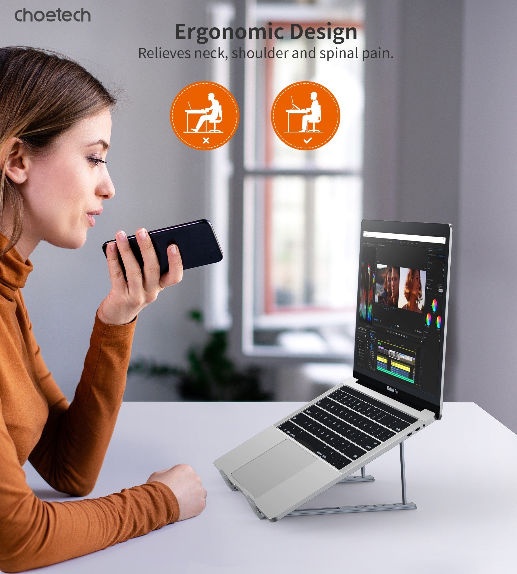 Chair Computer Stand Choetech Laptop Stand Portable Foldable Ergonomic for Table Desk