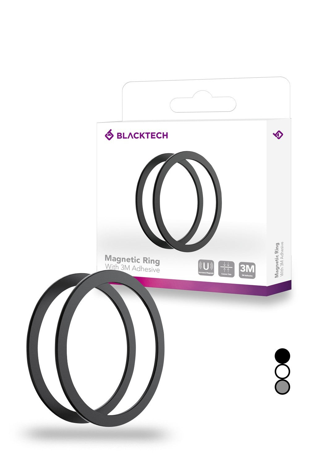 Blacktech 2pcs Magnetic Ring Pack for Car Holders