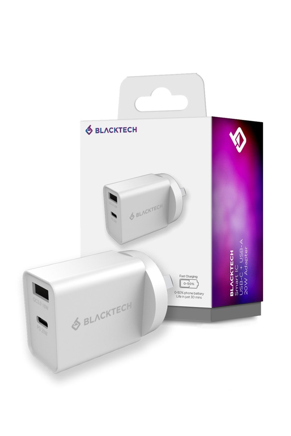 Blacktech 20W Dual Port USB-C PD Fast Wall Charger with Smart IC