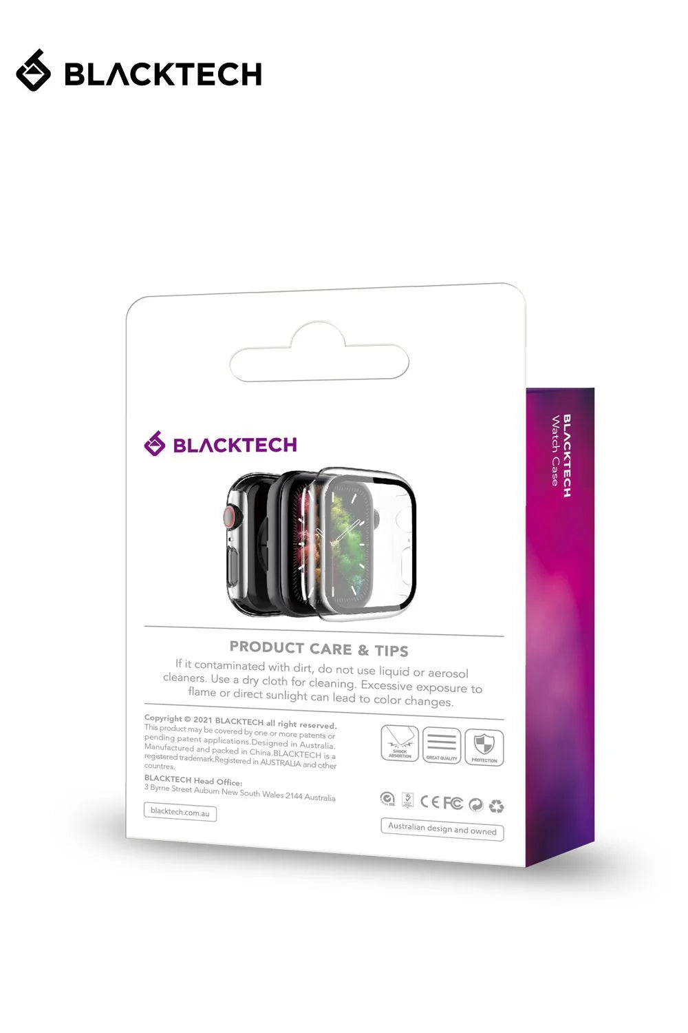 Blacktech Apple Watch 7 / 8 / 9 45mm Case With Tempered Glass
