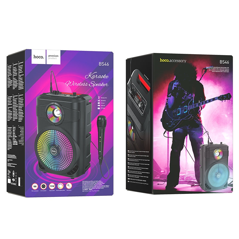 Hoco Bluetooth Karaoke Speaker with Wired Microphone and RGB Lights