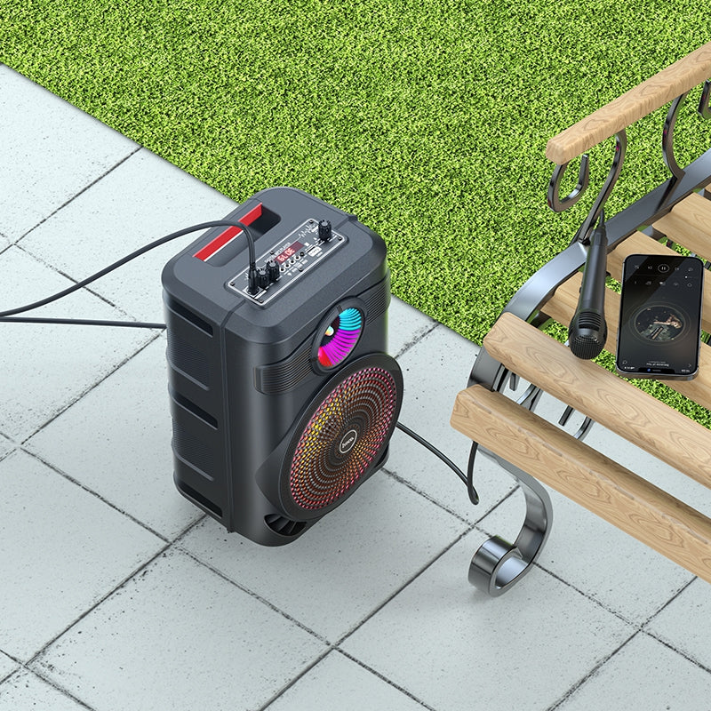 Hoco Bluetooth Karaoke Speaker with Wired Microphone and RGB Lights