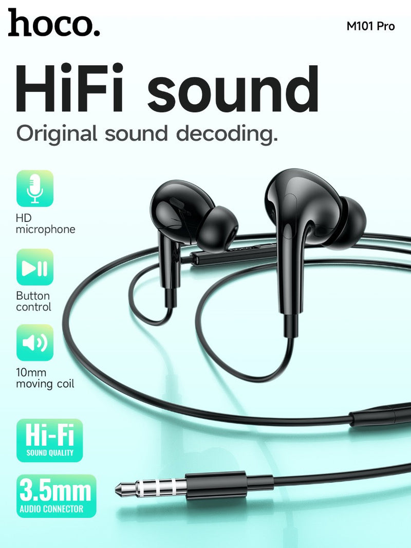 Hoco Pro 3.5mm Handsfree Earphones with 14mm Driver and Built-In Microphone