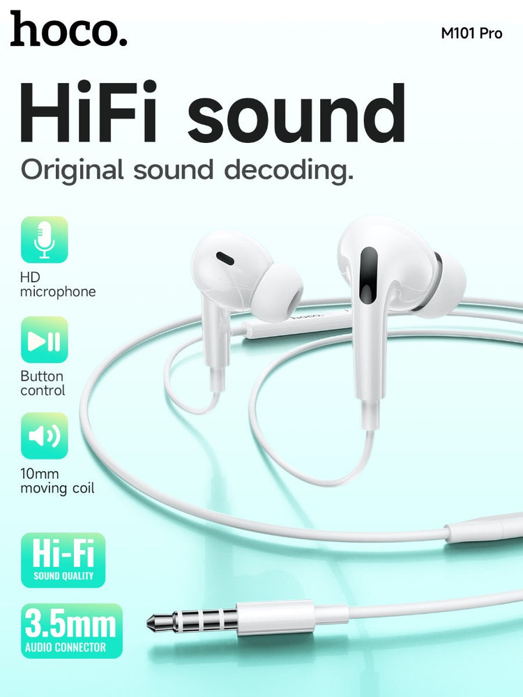 Hoco Pro 3.5mm Handsfree Earphones with 14mm Driver and Built-In Microphone