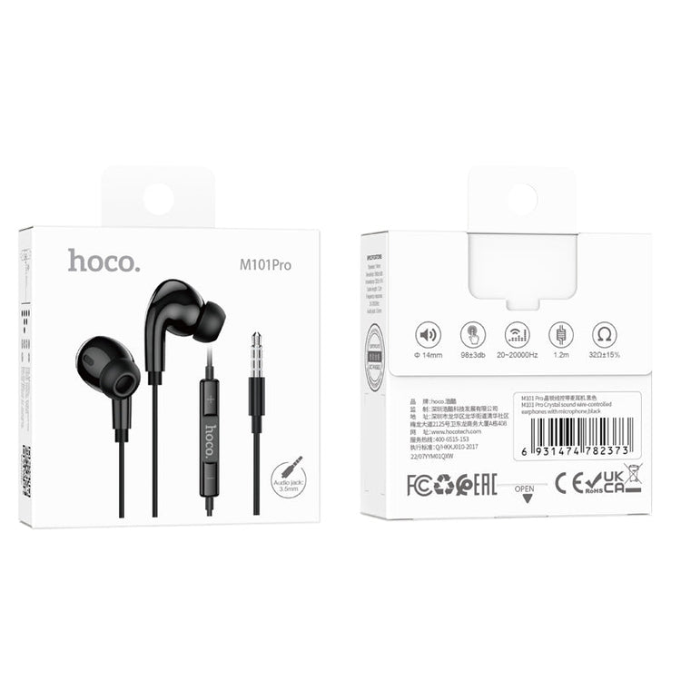 Hoco Pro 3.5mm Handsfree Earphones with 14mm Driver and Built-In Microphone