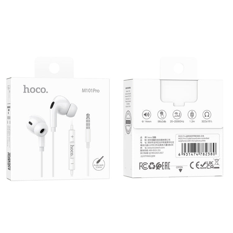Hoco Pro 3.5mm Handsfree Earphones with 14mm Driver and Built-In Microphone