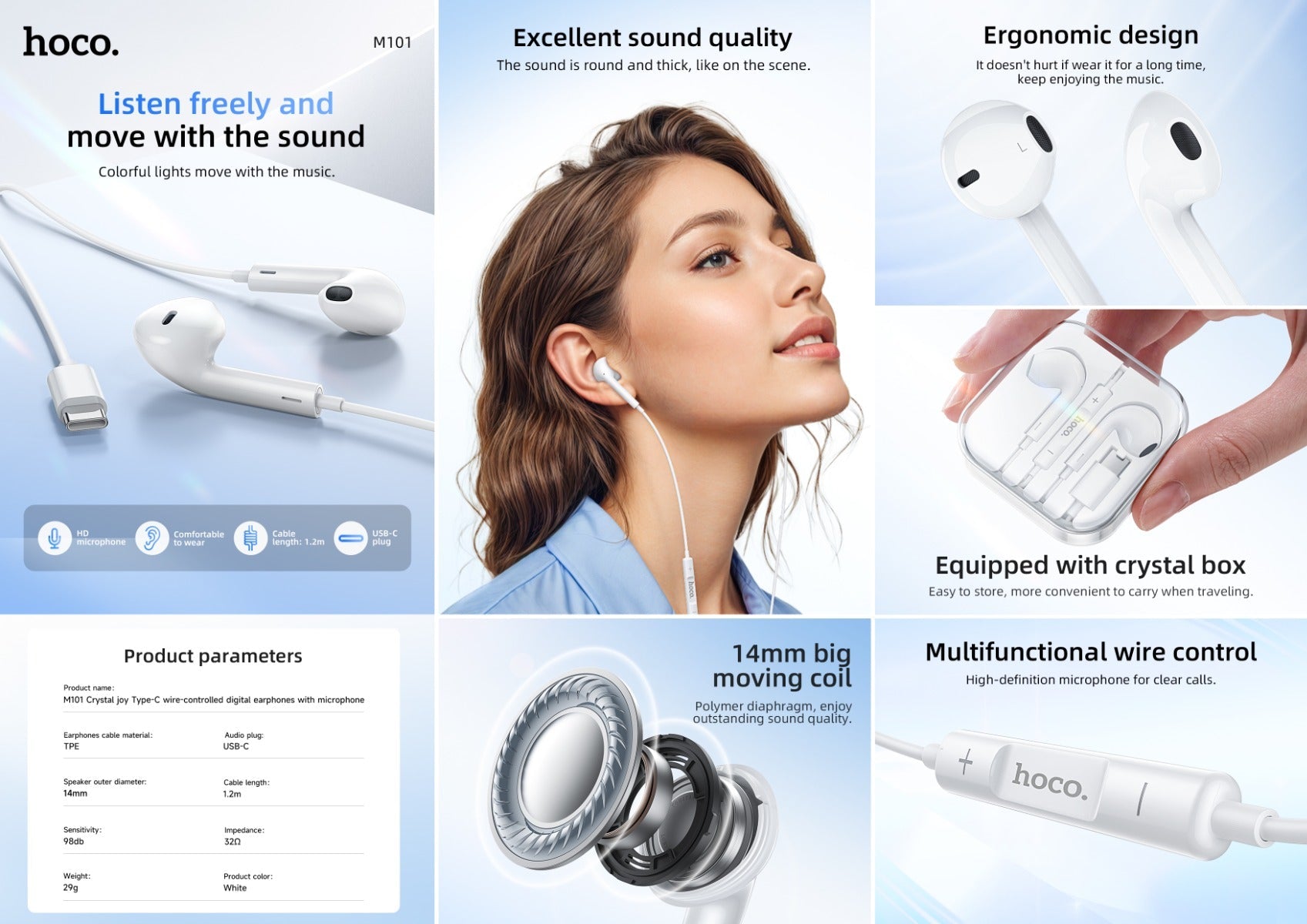 Hoco USB-C Digital Handsfree Earphones with Built-In Microphone