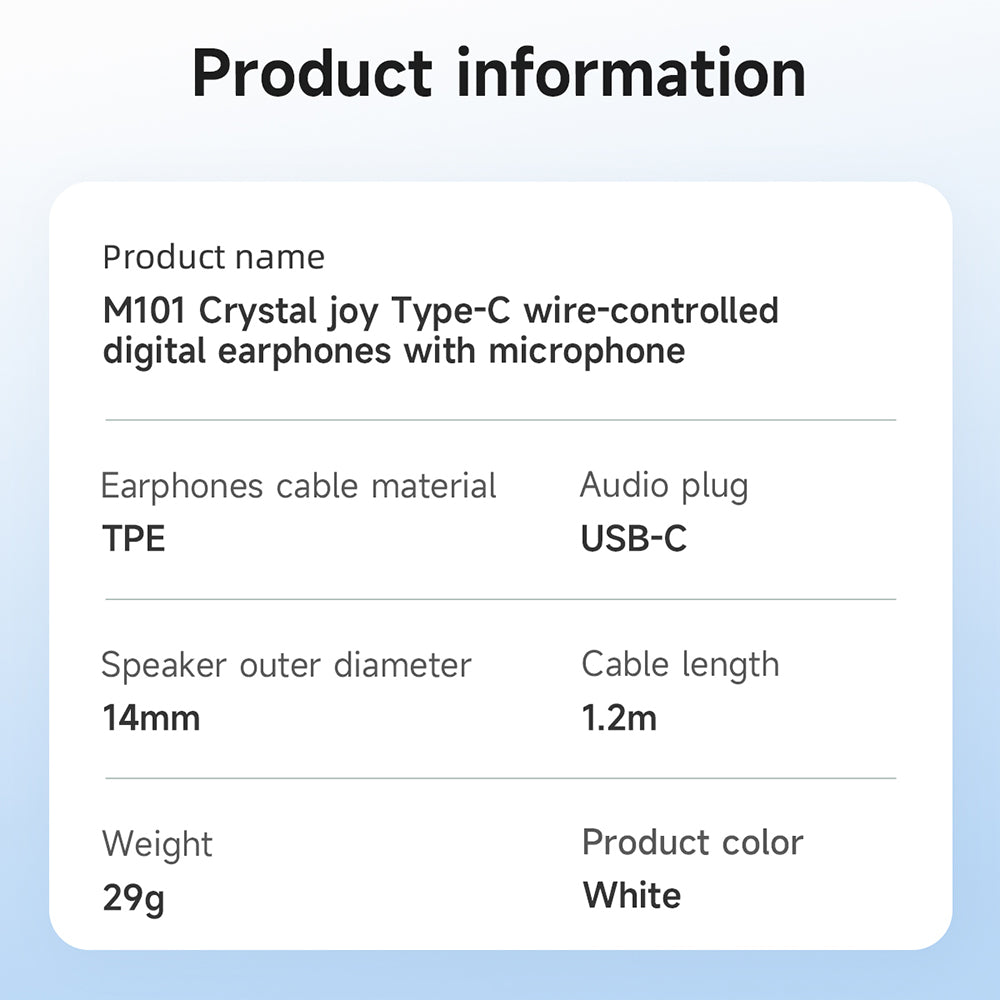 Hoco USB-C Digital Handsfree Earphones with Built-In Microphone