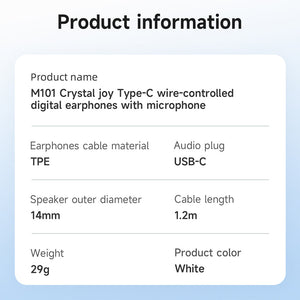 Hoco USB-C Digital Handsfree Earphones with Built-In Microphone