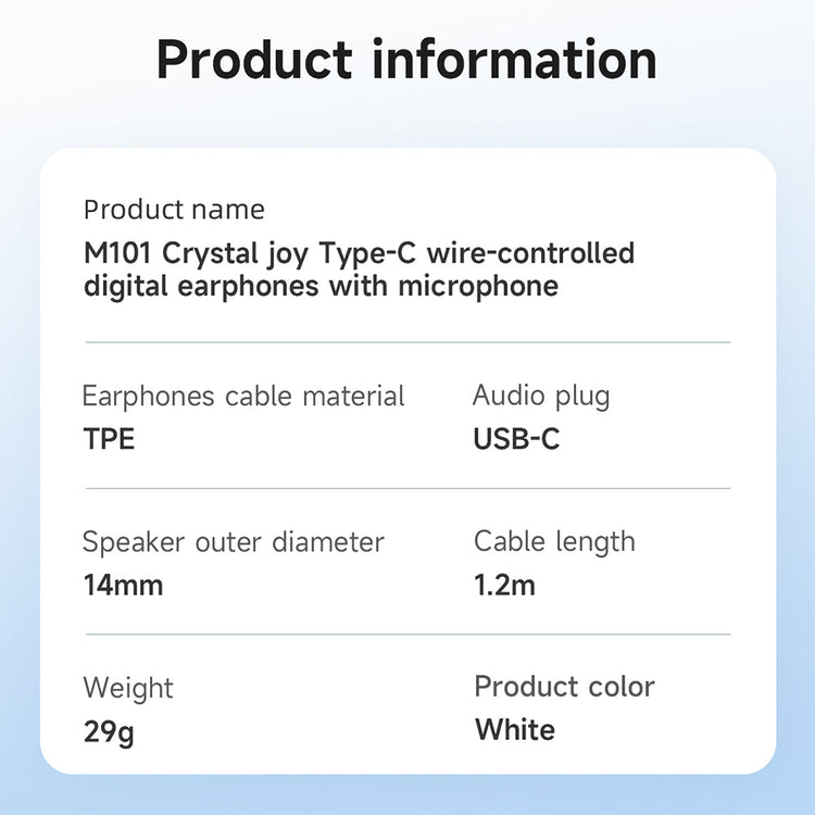 Hoco USB-C Digital Handsfree Earphones with Built-In Microphone