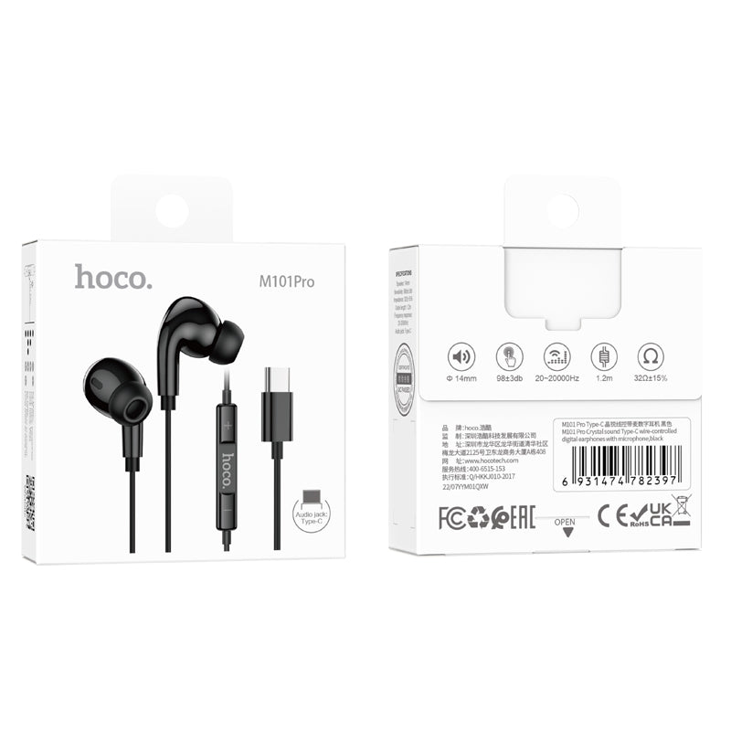 Hoco Pro USB-C Handsfree Earphones with 14mm Driver and Built-In Microphone